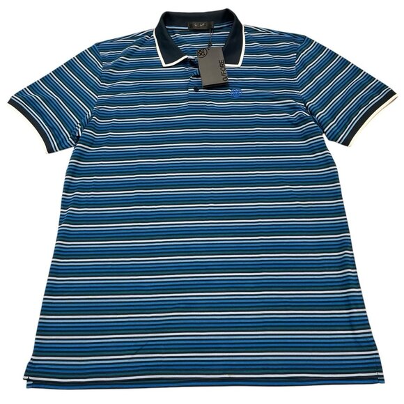 G Force Polo Shirt Mens XL Blue Striped Performance Golf Shirt Preppy Athletic‎ - Picture 1 of 9
